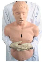 高级成人气道梗塞及CPR模型-该系统可行心肺复苏训练及成人海氏急救法操作。模拟人根据解剖特征和生理特点设计，适用于气管异物的急救。